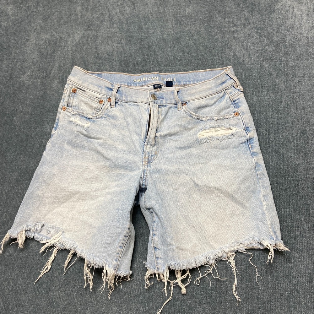 American Eagle Outfitters Bermuda Shorts Womens 8 Blue Denim Cotton Distressed